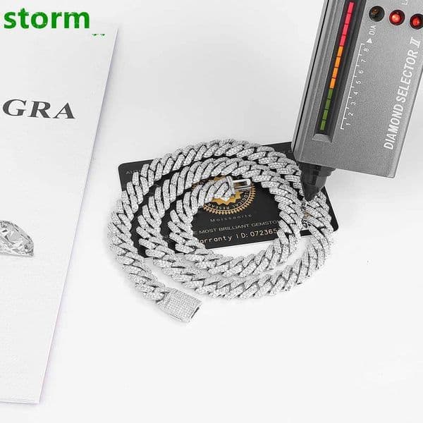 Hot Sale Drop Shipping 10Mm 2Rows Vvs Moissanite Iced Out Hip Hop Jewelry Moissanite Cuban Chain