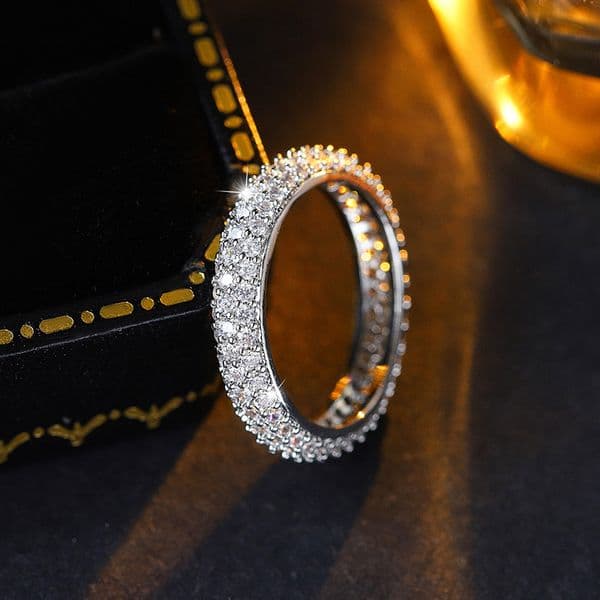 Classic 3 Row Iced Out Hip Hop Ring Luxury Micro Pave AAA CZ Rings for Women Men Unisex Fashion Streetwear Jewelry