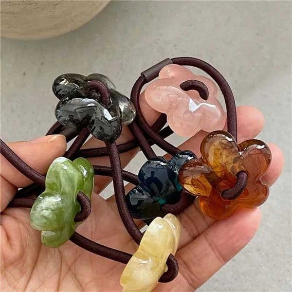 Retro Ink Texture Acrylic Flower Hair Ropes for Girls 2026 Fashion Elegant Elastic Ponytail Holder Hair Bands Hair Accessories L260424