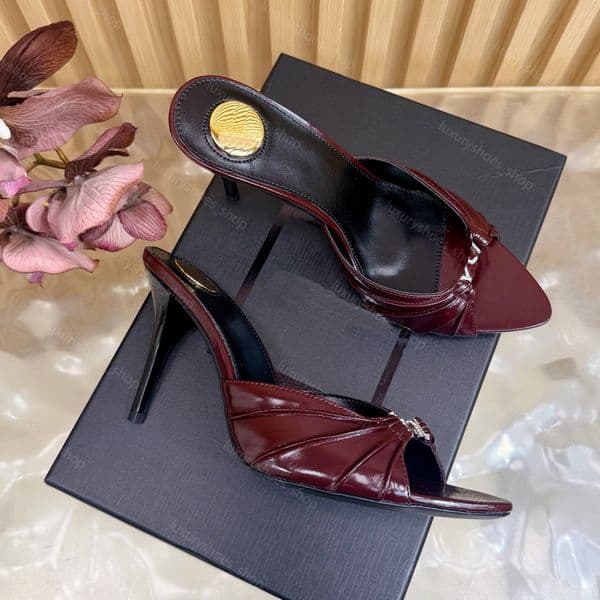 Designer Mule Babylone slides clear PVC Stiletto 8cm Heel sandals Pointed Toe leather sole slippers buckle Women's luxury designers Evening party shoes Size 35-42