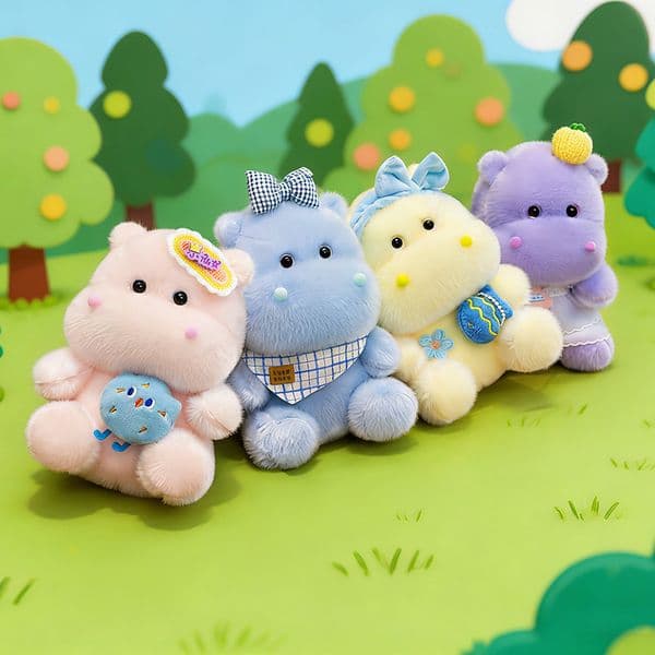 Cute Firefly Hippopotamus Plush Toy Cartoon Hippopotamus Doll Throw Pillow Women's Gift Decoration Item Export Baby Doll