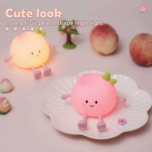 Night Light Rechargeable Cute Silicone Peach Shaped LED Nursery Nightlight Touch Control for Bedroom Living Kid Room Gift