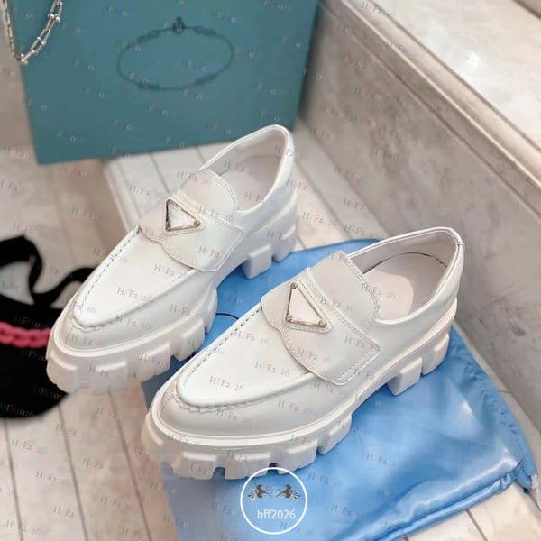 10A Triangle Casual Shoe Luxurys Women Monolith Leather platform Shoes loafer Designer low Sneaker girl Brushed Dress shoes walk Trainers patent leather fc