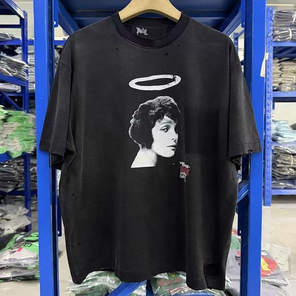 Distressed Ripped Movie Poster Tee Character Prints Cotton T shirt for Men Women 26ss 0425