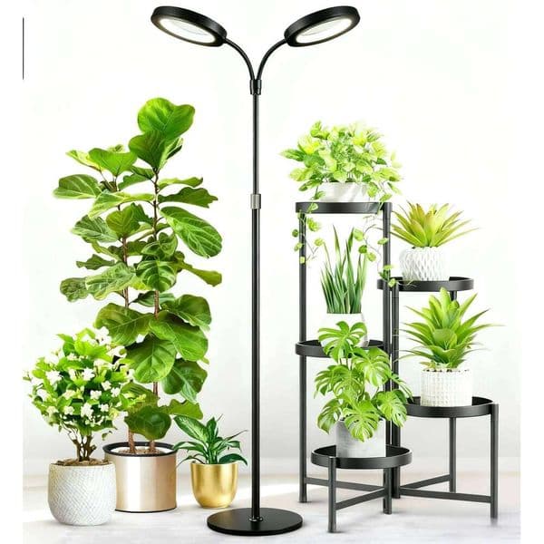 Grow Light Indoor Plants,Full Spectrum LED Halo Lights with Stand, Dimmable Brightness for Tall Large Plant