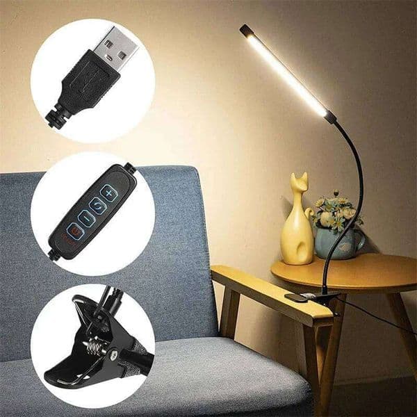 LED Clip Type Student Dormitory, Bedroom, Desktop, Bedside Reading Eye Protection Small Desk Lamp, Black