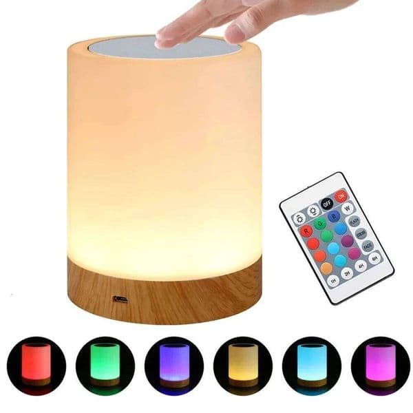 Touch Bedside Bedroom Night Dimmable Desk Remote Control 16 Color Changing Light, Timed Shutdown, USB Charg