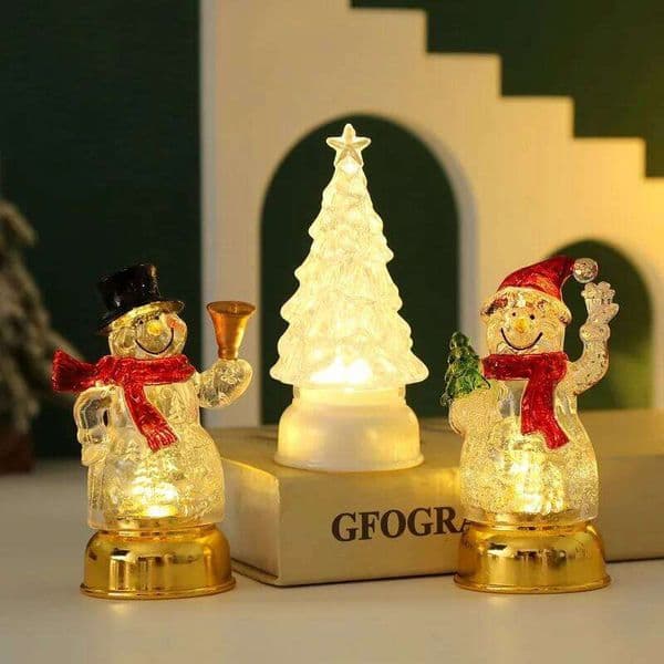 Luminous Santa Claus Snowman Party Supplies Desktop Ornaments Small Night Lamp Cross-border Christmas Decorations, Candle Lights