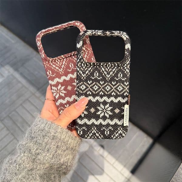 Retro British style fleece suitable for Apple 17 Promax phone case, iPhone 16 Fel Island 15, female 14/13