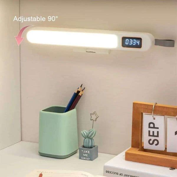 USB LED Clock Table Lamp Rechargeable Portable Computer Monitor Light dimmable intelligence Reading Study Desk Lights