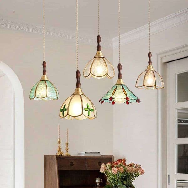 Tiffany Pendant Lights Vintage Stained Glass Led Hanging Lamp for Living Room Home Decor Bedroom Retro Bar Suspension Luminaire