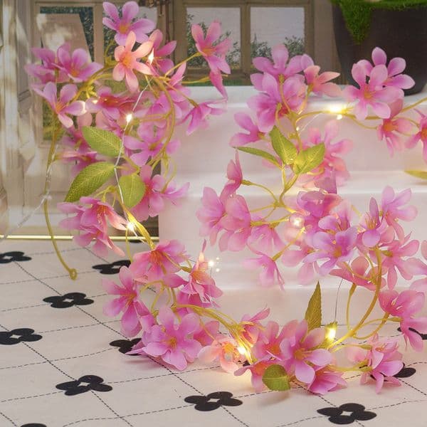 Simulated cherry blossom vine copper wire decoration light string simulation flower home