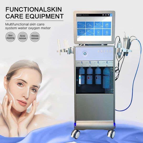 Ace 6 in 1 Hydro Oxygen Facial Cleaning Beauty Salon Machine Facial Whitening Wrinkle Removal Skin Tightening Aqua Peeling Style Hydro Dermabrasion Device for Salon