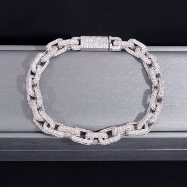 2026 new style Hip-hop Accessories Iced Square Chain 925 Silver Moissanite Cuban Chain Bracelet Necklace 15mm 12mm10mm Rollo