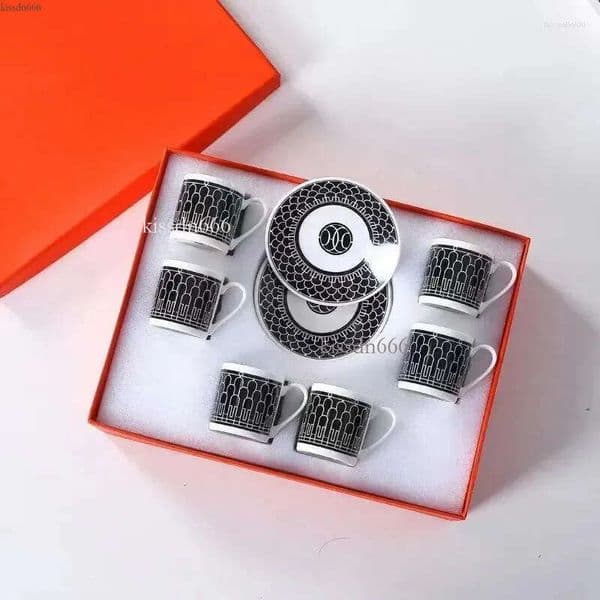 Tea Cup Stir Fry Plate Espresso Set 6-piece Ceramic Cup Tea Milk Cup Office Novelty Gift Box Set