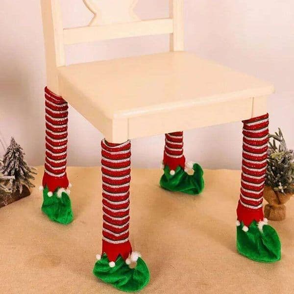 Creative Christmas Table Foot Socks Chair Leg Covers Floor Protectors Non-Slip Knitting Cloth Decor Furniture Feet Sleeve