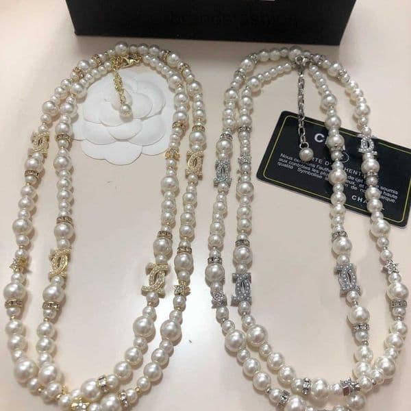 Pendant Necklaces Coco Pearl Fashion Pendant Long Necklaces Elegant Designer Dia Pearl Sweater Chain For Women - Wedding Jewelry Necklace Set Charm Lady - DZ5L