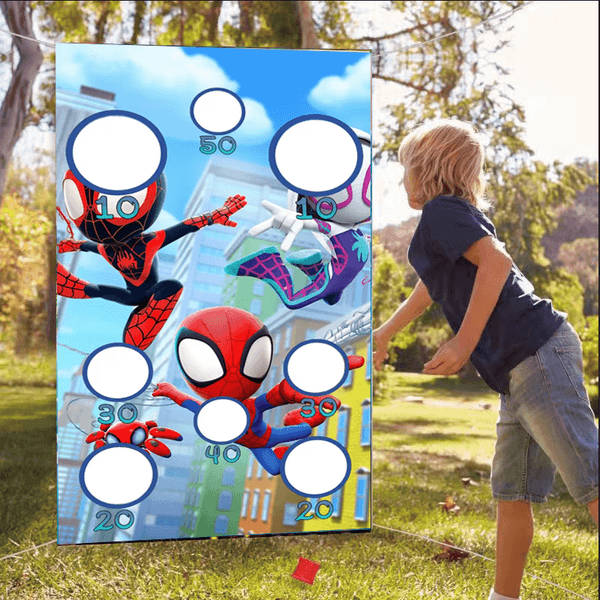 Superhero Spider-Man Themed Bean Bag Toss Game Banner Indoor/Outdoor Party Game for Kids