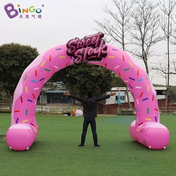 Free delivery Advertising inflatable dount archway air blown cartoon food theme arches for event entrance decoration