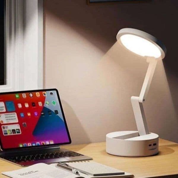 USB Charging Table Portable Foldable With Clock Night Lamps Energy Saving Bedroom Bedhead Study Room Reading Desk Lights