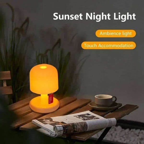 Mini Mushroom Led Light Creative Gift USB Rechargeable Touch Dimming Sunset Night Lamp for Coffee Bar Room Decor Bedroom