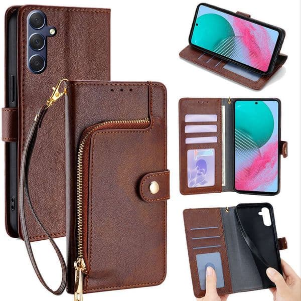 Samsung C55 flip leather F52 wrist strap, M21 card slot phone case, in stock for F12