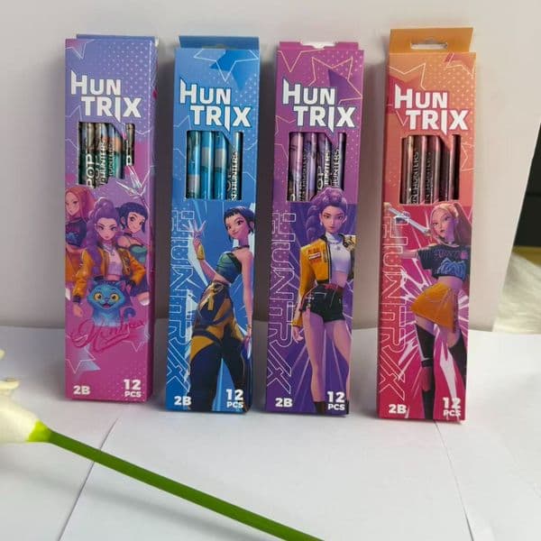 2026 hot Kpop Demon Hunter Huntrix 12pcs 2B Pencils Wooden Graphite Sketching Pencil Set Smooth Writing Suitable for Drawi