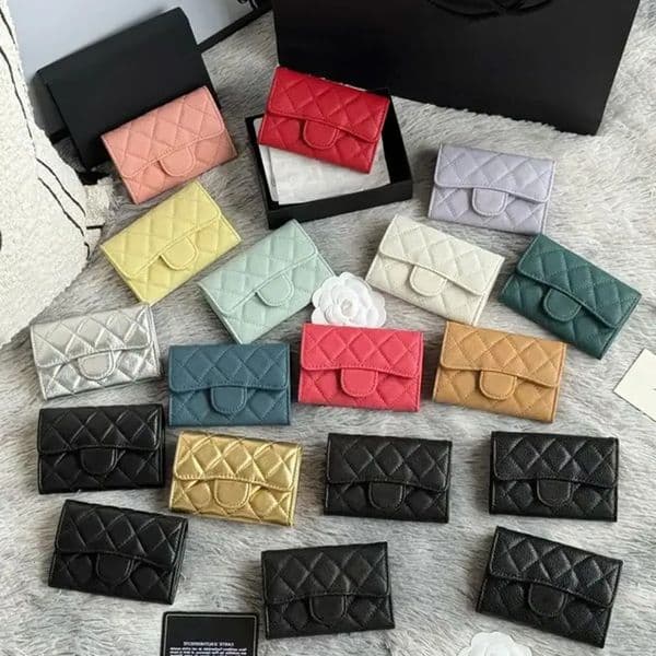 Designer Wallet Luxury Women's Caviar Black Gold Folder Passport Storage Document Cover Thin Bus Neutral Retro Card Credit Taschen Bag