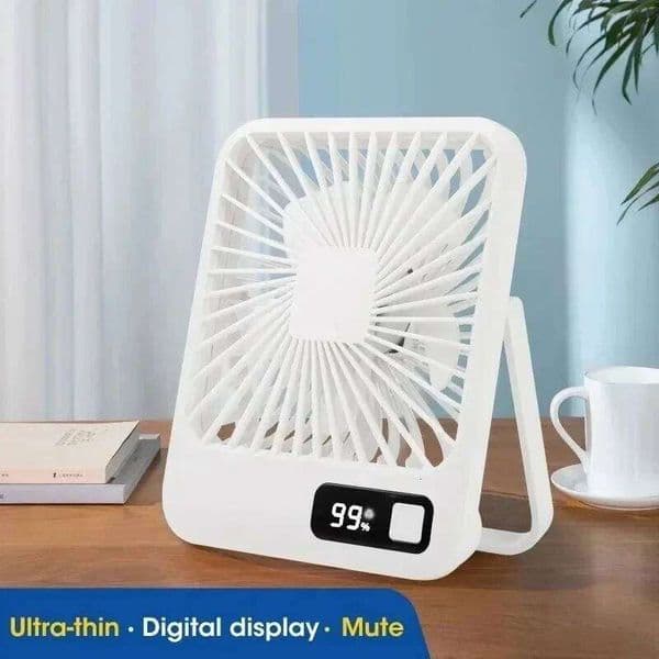 2000mAh Small Desktop Super Silent USB Charging Cooling with 5-speed Strong Air Flow Office Fan