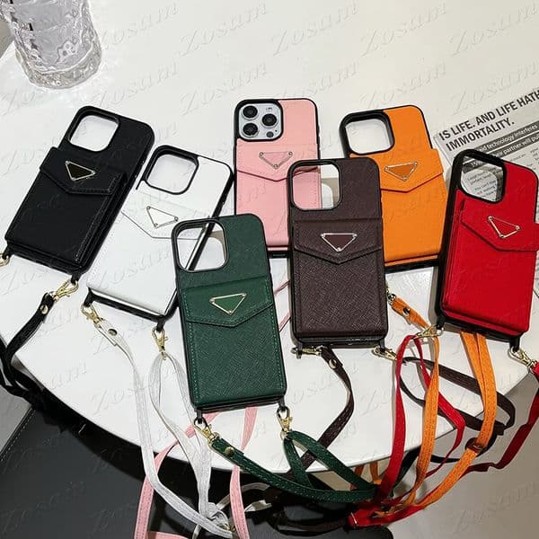 Top Trendy Designer Phone Case for iPhone 17 Air 16 15 14 Plus 13 12 11 Pro Max Magnetic Buckle Card Pocket Holder Leather Cases Shoulder Crossbody Luxury 17pro Cover