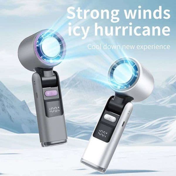New Style Ice Compress Handheld LED Display, 400mAh Battery Cooling Super Wind Desktop Fan, Summer Essential Portable Fan
