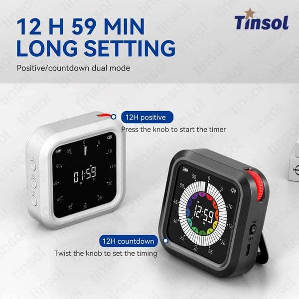 TINSOL Visual for students' learning, dedicated self-discipline time manager, kitchen baking and fitness timer
