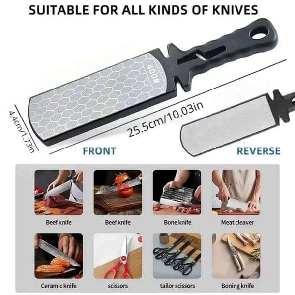Best-Seller 5-in-1 Knife Sharpener, 400/1000 Grit Diamond Tungsten Steel with Anti-Skid Base for Home Outdoor