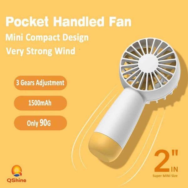 1PC Only 90G portable handheld Rechargeable Pocket Fan, 3-level Wind Speeds Mini USB Fan for Summer Use or Camping