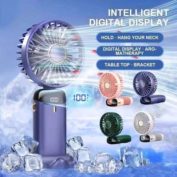 XIAOTREE Portable Hand-Held Office Desktop Multifunctional Folding Double-Headed Small Electric Fan With A Neck Lanyard