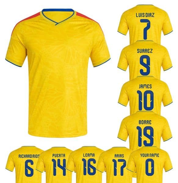 2026 World Cup Colombia home jersey national team football jersey No.7 Diaz No.10 James player fans replica version jersey adult training suit