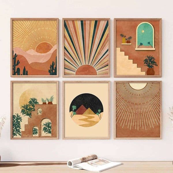 Boho Landscape Wall Art Pictures Terracotta Sunset Hill Desert Abstract Canvas Painting Posters Print For Living Room Home Decor 26Y0427