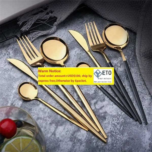 Stainless Steel Mirror Tableware Silver Gold Knife Meal Spoon Fork Tea Spoon Flatware Western Dinner Cutleries Gift ZZ Tax Duty Free