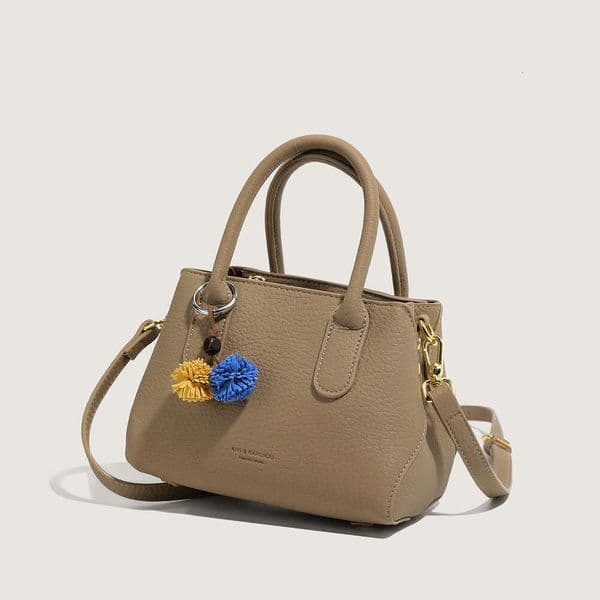 Women's Small Leather Top Handle Crossbody Bag, Tassel Decor Satchel Purse with Adjustable Strap, Casual Handbag for Daily & Office Use