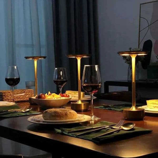 HOMEFISH Aluminum Touch Table Lamp 3 Color Temperature Dimmable LED Desk Light Cordless Rechargeable Metal Bedside Lamp H260428