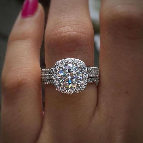 New Fashion Full Diamond Wedding Ring Zircon Copper Jewelry
