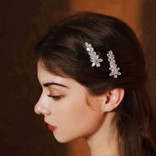 Zirconia Sparkling Fashion Hair Clip Classic Leaf Barrettes Princess Alloy Hairpins Birthday Gift For Girls Headdress Accessory