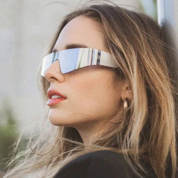 High Quality Future One Piece Y2K Rimless Sunglasses Women Retro Sun Glasses Mirror Punk Eyewear Vintage Steampunk Party Eyeglasses