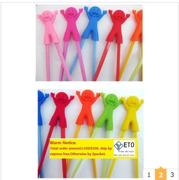 200pairs Children's Plastic Chopsticks Children Learning Helper Training Learning Happy Plastic Toy Chopstick Fun Baby Infant Beginner ZZ Tax Duty Free