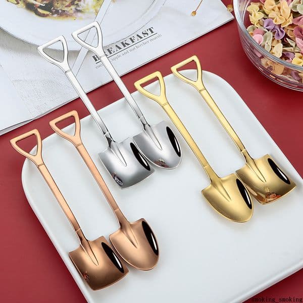 Stainless Steel Coffee Spoon For Kitchen Ice Cream Dessert Shovel Spoon Tea Spoons Tableware Set Scoop Teaspoon Dab Dabber Tool For Fruit Wedding Birthday DHL