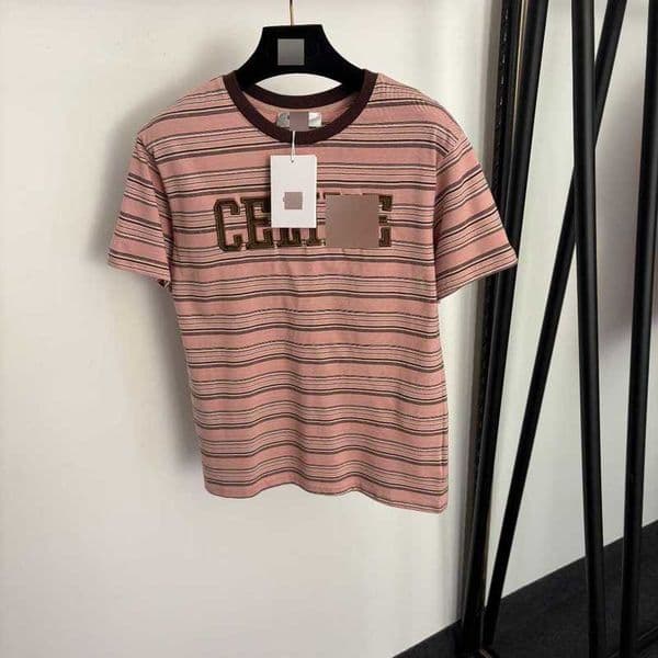designer Women's T-Shirt tees Elegant and slim-fitting dopamine sweet new style embroidered letter striped short-sleeve T Shirt