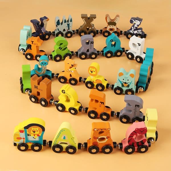 Factory Direct Sales Wooden Magnetic Alphabet Train Set Animal Shaped Educational Toy for Kids BLLN-1192