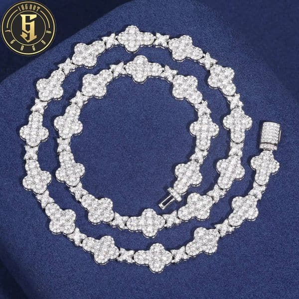 Pass Diamond Tester Exquisite Iced Out 10mm 925 Sterling Silver Moissanite Cross Cuban Link Chain Necklace Gra Certificated