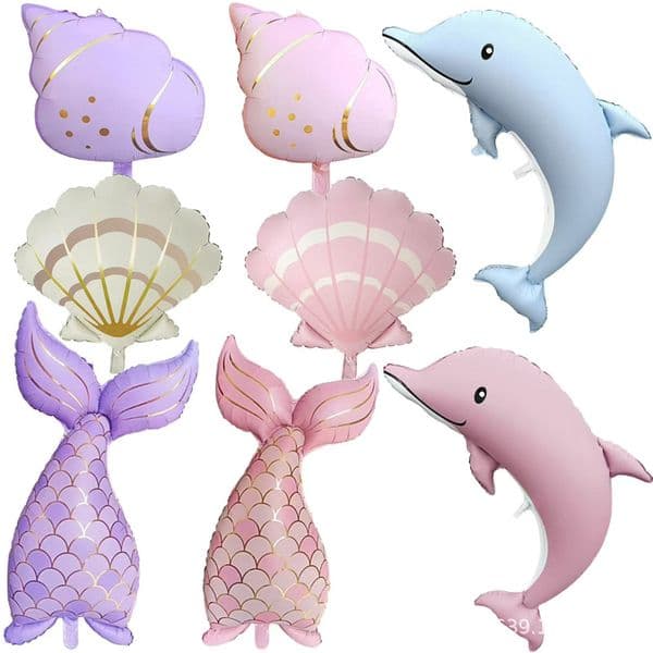 Ocean-themed Party Decoration Balloons Dolphin Shell Birthday Holiday Dreamy Wedding Christmas Party Decorations Kids Toy Festive Atmosphere