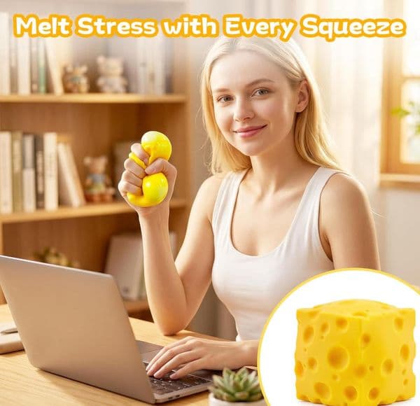 Wholesale 12pcs/box boxed cheese squeeze toys, 5cm in size, realistic slow rebound, stress-relieving toy.